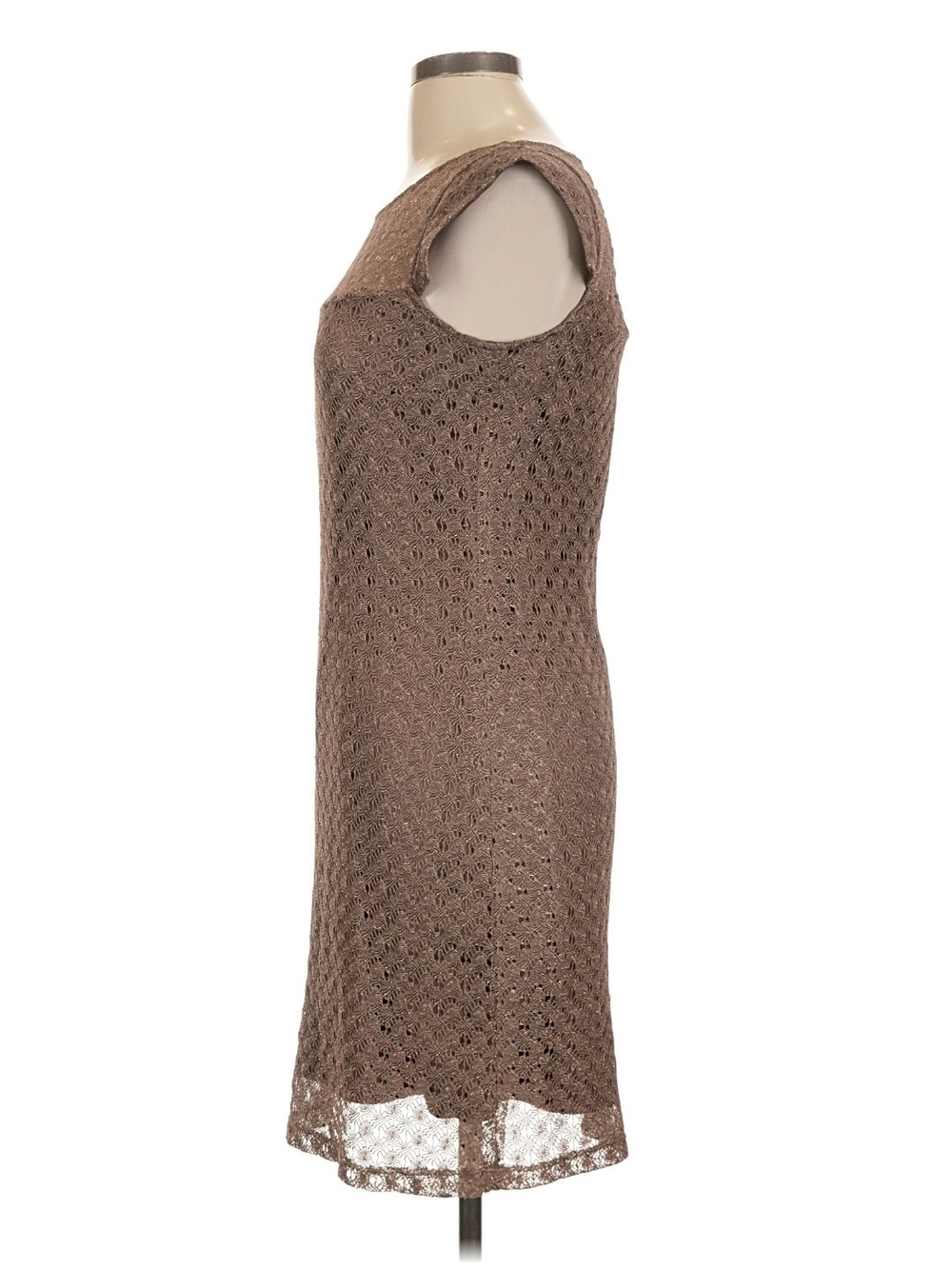 Jax Women's Brown Crochet Shift Dress - Picture 4 of 11